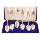 SET OF SIX SILVER DUTCH COFFEE SPOONS IMPORT MARKS, CIRCA 1895
