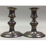 PAIR OF CONTINENTAL SILVER CANDLESTICKS ALONG WITH AN ART DECO BAROMETER