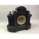 VICTORIAN BLACK SLATE MANTEL CLOCK LATE 19TH CENTURY