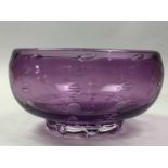 PAIR OF AMETHYST GLASS BOWLS AND OTHER GLASS WARE