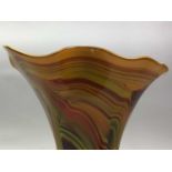 MULTI COLOURED STUDIO GLASS VASE WITH TWO VASES