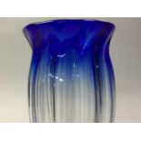 WEBB, BLUEFLASHED CRYSTAL VASE, AND AN LSA AMBER JAR