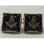 PAIR OF MASONIC CUFFLINKS AND OTHER COSTUME JEWELLERY