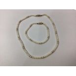 CULTURED PEARL NECKLACE, AND BRACELET