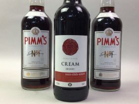 FIVE BOTTLES OF PIMM'S AND ONE BOTTLE OF CREAM SHERRY