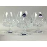 SET OF SIX EDINBURGH CRYSTAL BRANDY BALLOONS, ALONG WITH A SET OF SIX GLENEAGLES CLARET GLASSES