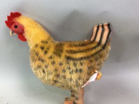 STEIFF MODEL OF A COCKERAL, AND TWO HAND PUPPETS