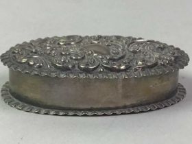 TWO SILVER PILL BOXES, AND OTHER SILVER AND PLATED ITEMS