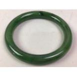 JADE BANGLE, ALONG WITH A NECKLACE AND PAIR OF EARRINGS