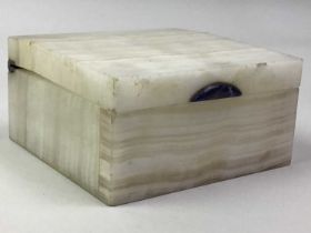 ART DECO SILVER MOUNTED ALABASTER CIGARETTE CASKET, AND FURTHER ITEMS