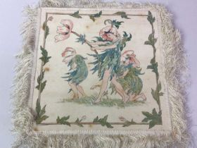 SET OF SIX PAINTED PANLES ON SILK, AND OTHER ITEMS