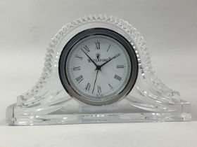 WATERFORD CRYSTAL MANTEL CLOCK, AND OTHER GLASS WARE