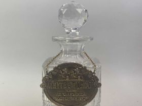 LATE GEORGIAN GLASS DECANTER, ALONG WITH TWO OTHERS