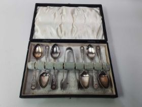 CASED SET OF SILVER PLATED CUTLERY,