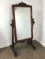 VICTORIAN MAHOGANY CHEVAL MIRROR,