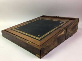 VICTORIAN MAHOGANY WRITING SLOPE, AND OTHER ITEMS