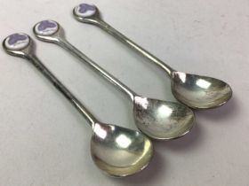 SET OF SIX SILVER COFFEE SPOONS, AND OTHER ITEMS