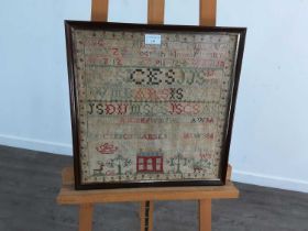 LATE 19TH CENTURY ALPHABETICAL AND PICTORIAL SAMPLER, DATED 1870