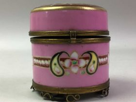 CONTINENTAL PORCELAIN TABLE SCENT BOX, AND OTHERS