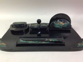 CHINESE LACQUER DESK SET,