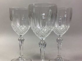 SET OF SIX STEMMED WINE GLASSES,