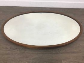 MAHOGANY OVAL WALL MIRROR, ANOTHER MIRROR AND A DRESSING TABLE MIRROR