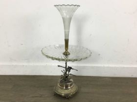 WHITE METAL AND GLASS FLOWER EPERGNE,