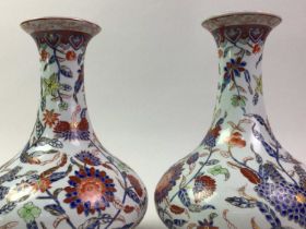 PAIR OF CHINESE VASES, AND A HEXAGONAL JAR