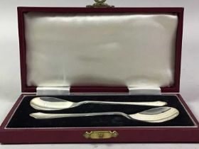 PAIR OF SILVER JELLY SPOONS, ALONG WITH A SILVER SPOON AND PUSH