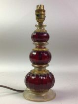 MURANO GLASS TABLE LAMP, ALONG WITH OTHER ITEMS