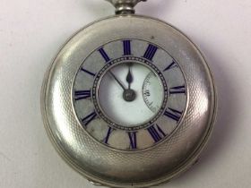 TWO SILVER CASED POCKET WATCHES, AND ANOTHER