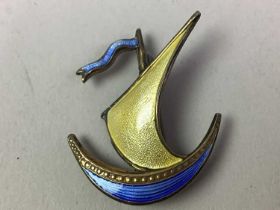 GROUP OF THREE SCANDANAVIAN SILVER AND ENAMEL BROOCHES,