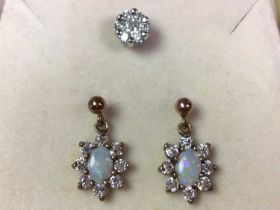 PAIR OF GOLD OPAL EARRINGS,,