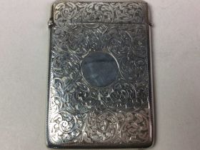 GROUP OF THREE SILVER CARD CASES, AND TWO SILVER PHOTOGRAPH FRAMES