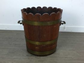 BRASS LOG BIN / PLANTER, 20TH CENTURY