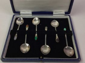 SET OF SIX SILVER COFFEE SPOONS, MAKER N.C, EDINBURGH MARKS