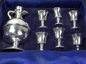 SILVER PLATED COMMUNION SET, AND A TWELVE PIECE PASTRY SET