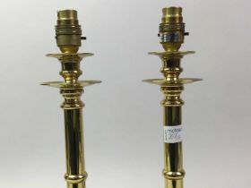 PAIR OF BRASS TABLE LAMPS,