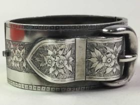 SILVER BUCKLE BANGLE, ALONG WITH FURTHER SILVER