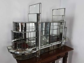 LEADED AND MIRRORED GLASS TERRARIUM, IN THE FORM OF AN ART DECO BUILDING