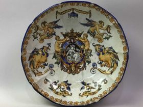 GIEN, FRENCH FAIENCE BOWL, ALONG WITH ANOTHER FRENCH FAIENCE BOWL