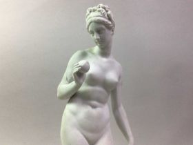 PARIAN WARE FIGURE OF VENUS WITH THE APPLE, EARLY 20TH CENTURY