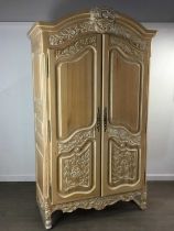 CONTINENTAL LIMED PINE ARMOIRE, AND A MATCHING CHEST