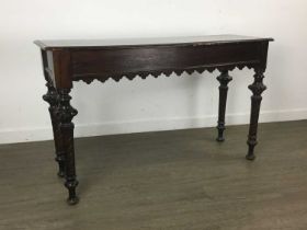 VICTORIAN HALL TABLE, AND A 19TH CENTURY CORNER CABINET
