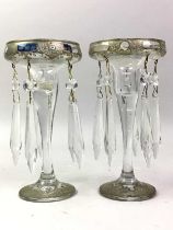 PAIR OF VICTORIAN GLASS CANDLE LUSTRES, LATE 19TH CENTURY