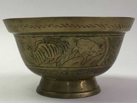 20TH CENTURY CHINESE BRASS BOWL, AND OTHER ITEMS