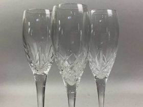 THREE BOXED PAIRS OF EDINBURGH CRYSTAL THISTLE PATTERN WINE GLASSES, ALONG WITH FUTHER CRYSTAL