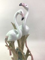 LLADRO FIGURE GROUP OF TWO FLAMINGOS,