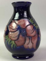 MOORCROFT, VASE AND OVAL DISH,