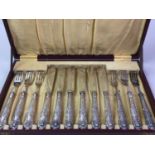 GEORGE V SET OF SILVER HANDLED FORKS AND KNIVES, C H BEATON, SHEFFIELD 1928